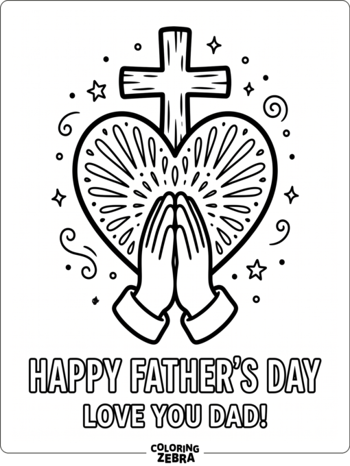 Cross, heart, and praying hands design