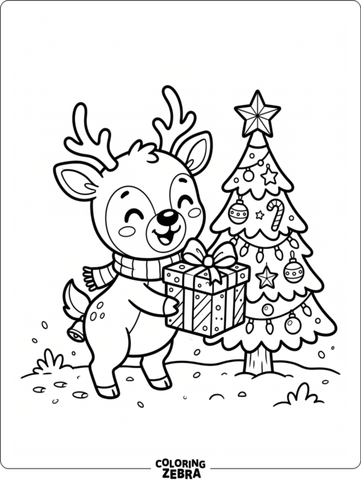 En söt chibi-ren som bär på en present