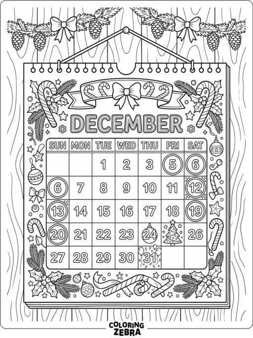 Julkalender med markerade dagar i nedräkningen