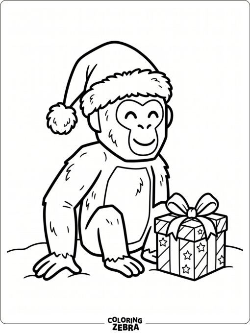 Festive Gorilla Tag monke with a Santa hat and present