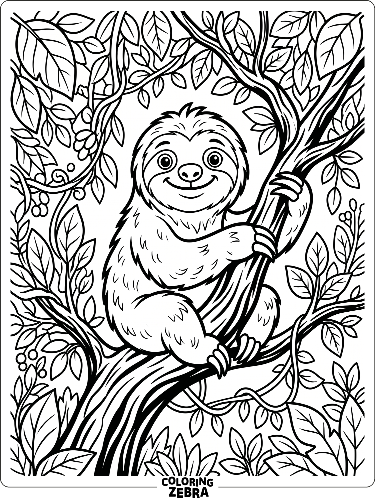 30 Free Sloth Coloring Pages - Printable PDF Sheets