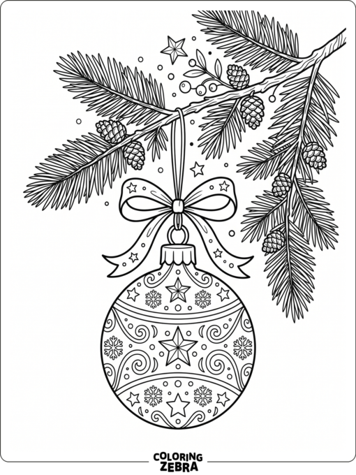 A Christmas ornament hanging on a branch