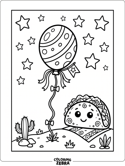 Simple Cinco de Mayo page with a balloon and taco
