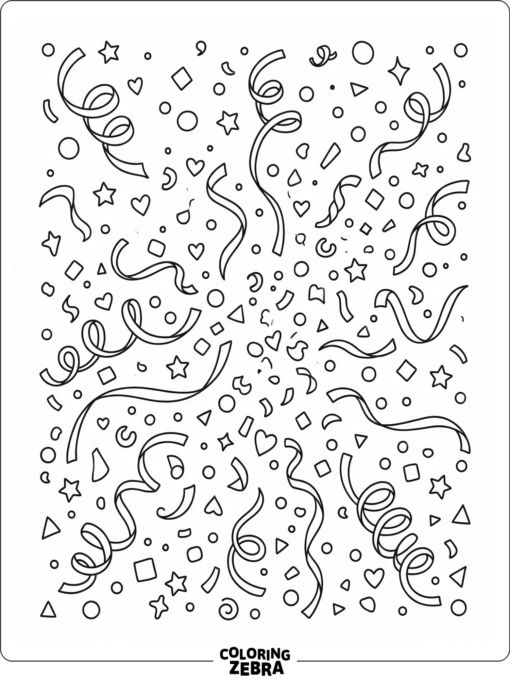 Confetti and streamers floating over empty space