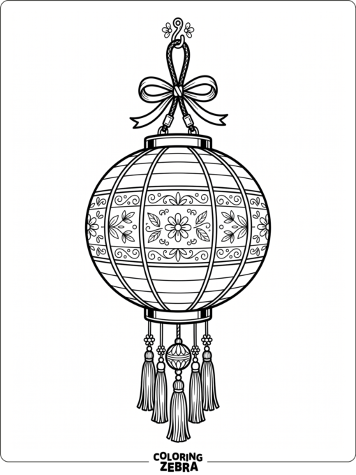 A hanging paper lantern with tassels