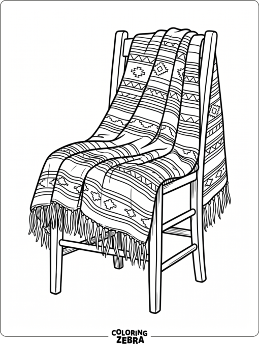 Colorful serape blanket with fringe on a chair