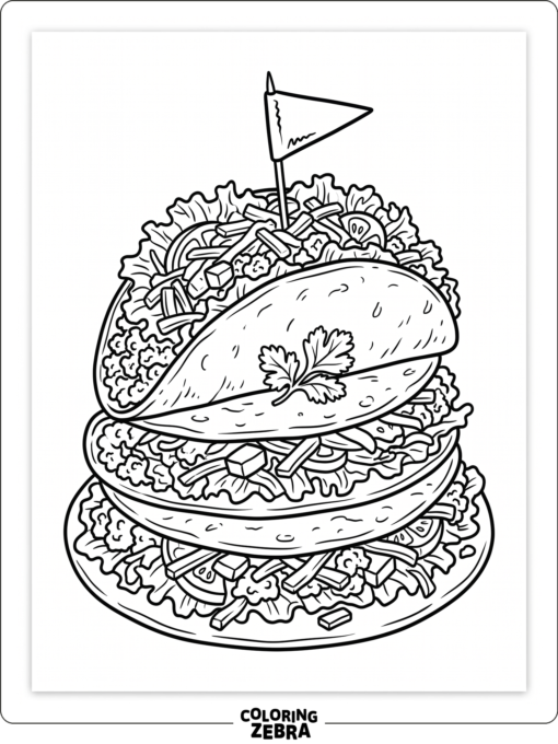 Tacos with toppings and a tiny festive flag