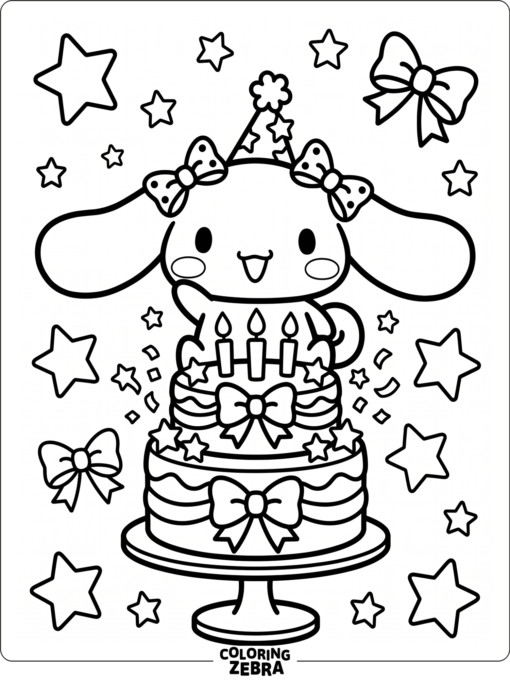 A cute white puppy beside a birthday cake