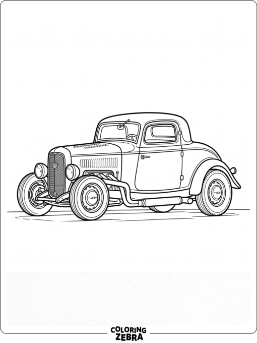 Classic hot rod coupe with side pipes