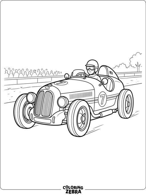 A classic race car with chrome details