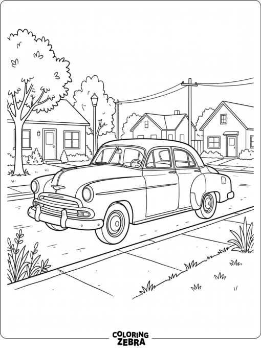 A vintage sedan parked on a quiet street