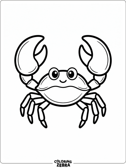 A simple crab with wide claws and an uncluttered outline