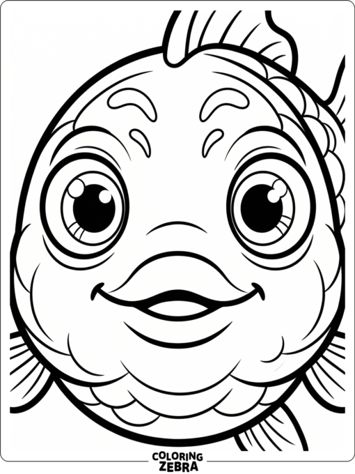 A close-up goldfish face with round eyes