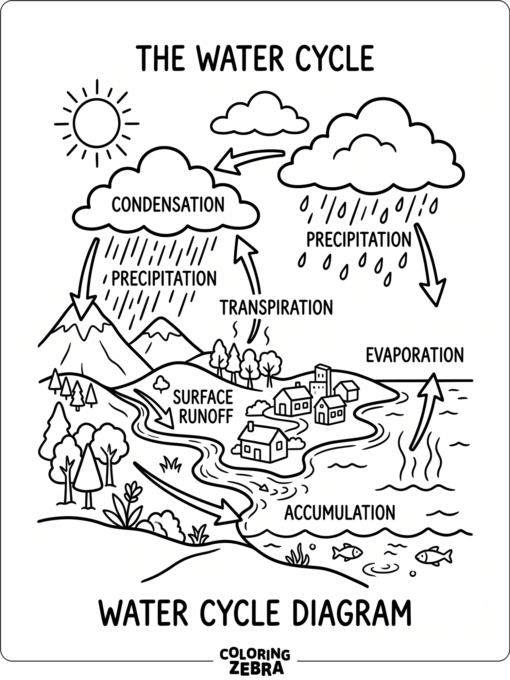 A simple diagram showing the rain cycle