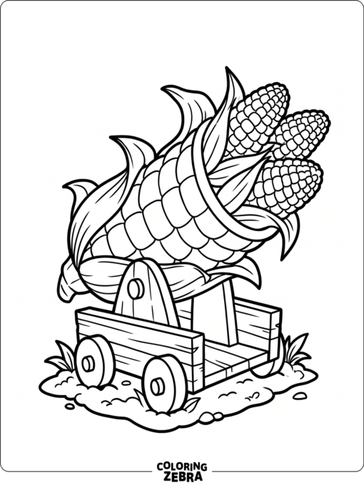 Cob Cannon sitting on a platform with corn cobs loaded