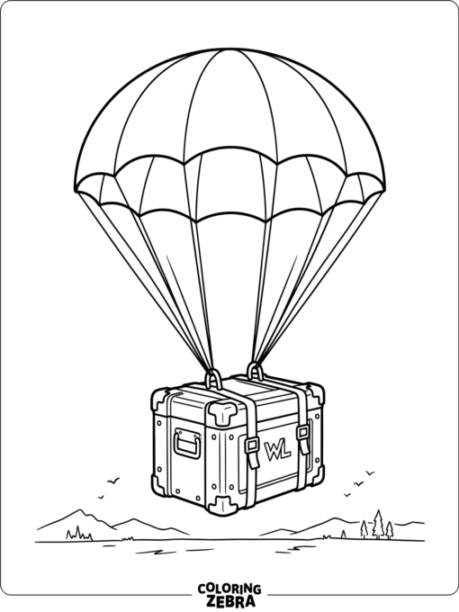 Loadout drop crate descending with parachute straps