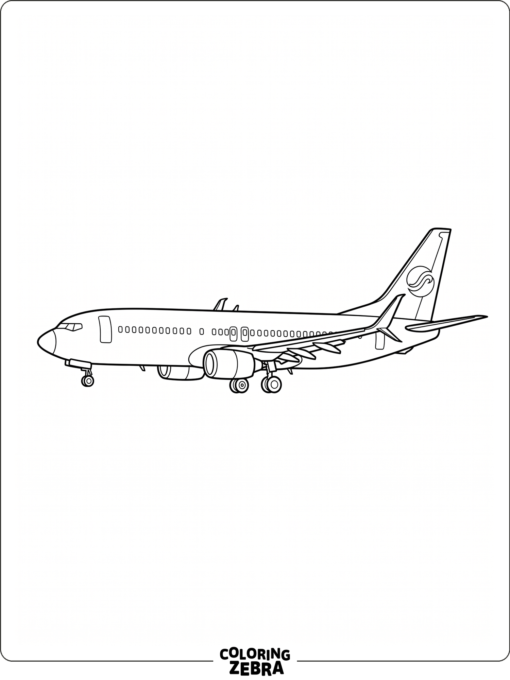 A passenger jet with windows and landing gear
