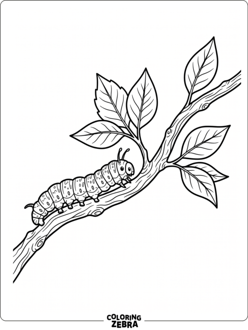 A single caterpillar crawling along a stem