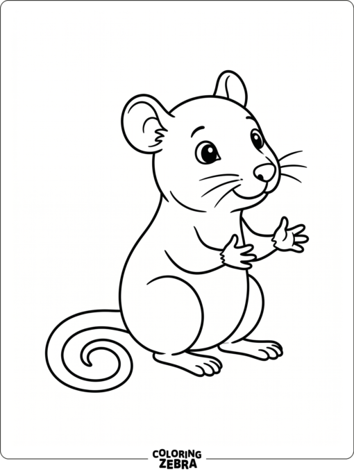 A mouse sitting upright with open paws
