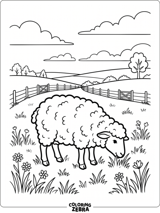 A single sheep in a field