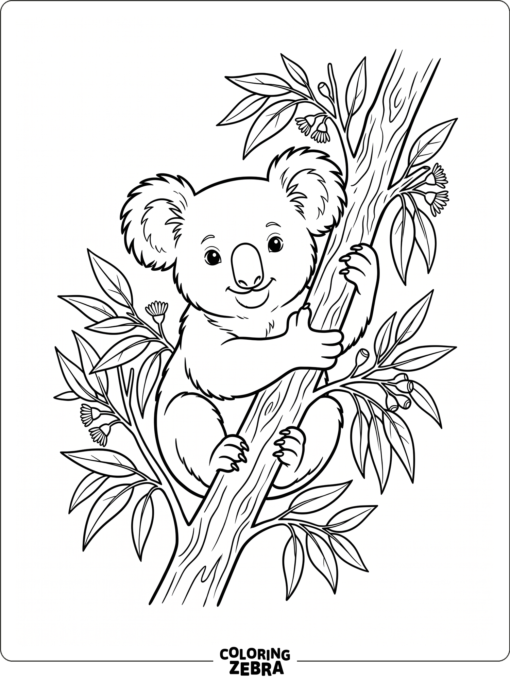 A cute koala hugging a branch