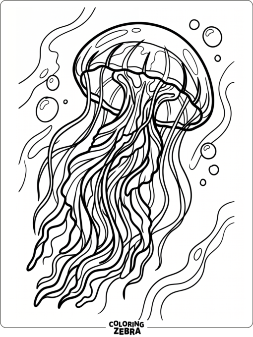 A realistic jellyfish drifting with detailed tentacles