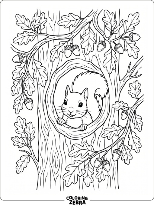A squirrel peeking from a tree hollow