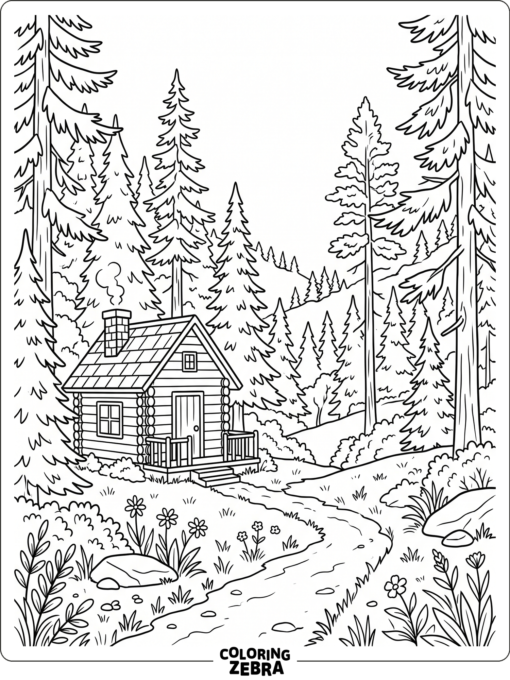 A conifer forest with pine and fir trees