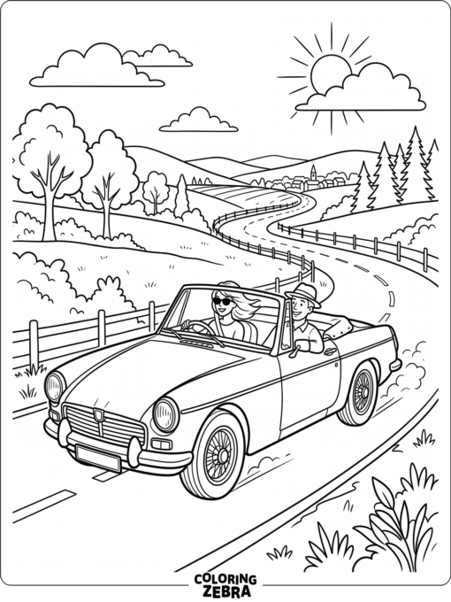 A convertible car with the roof folded back