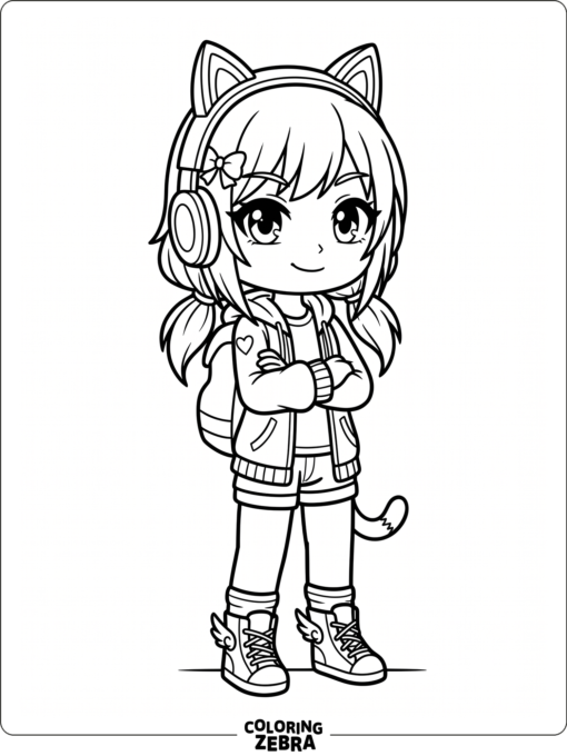Cool Gacha Life character with headphones