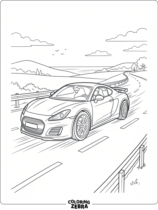 A sporty supercar on a simple open road