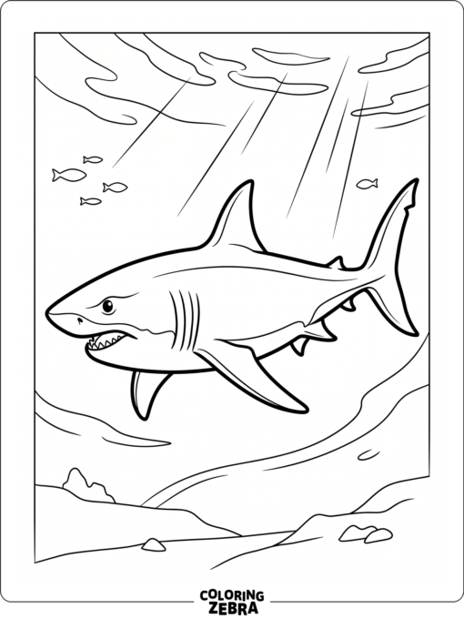 A sleek megalodon swimming through deep ocean water
