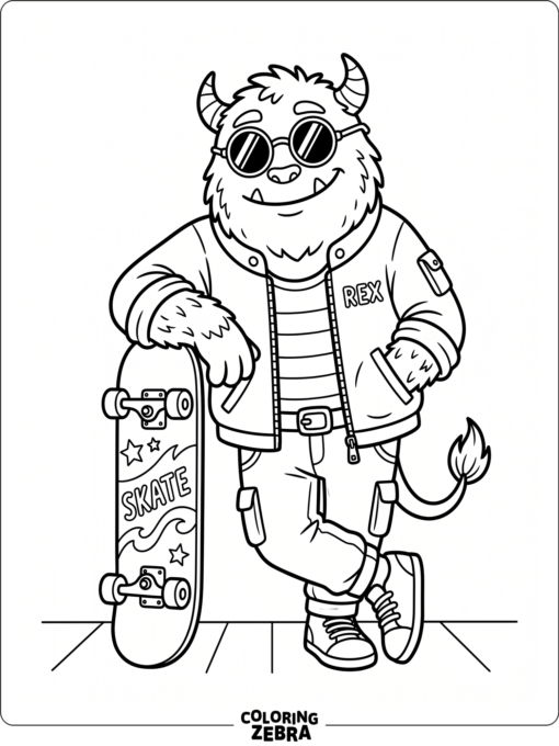 A cool monster in sunglasses and a jacket