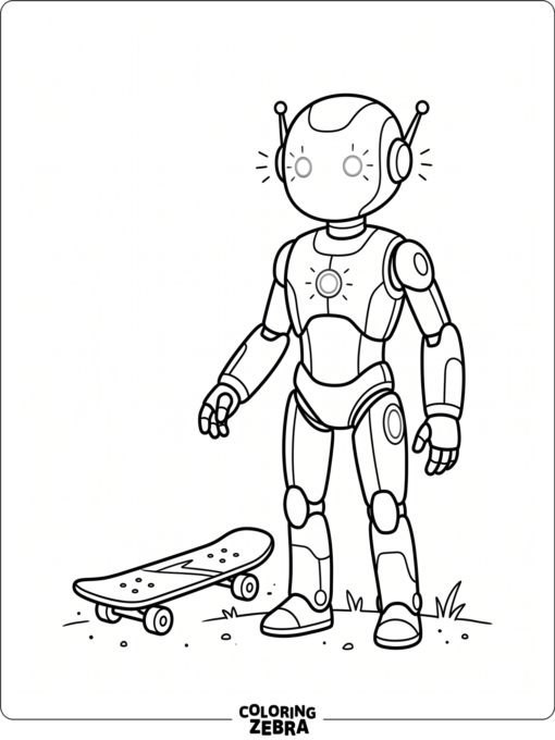 Cool robot with a skateboard