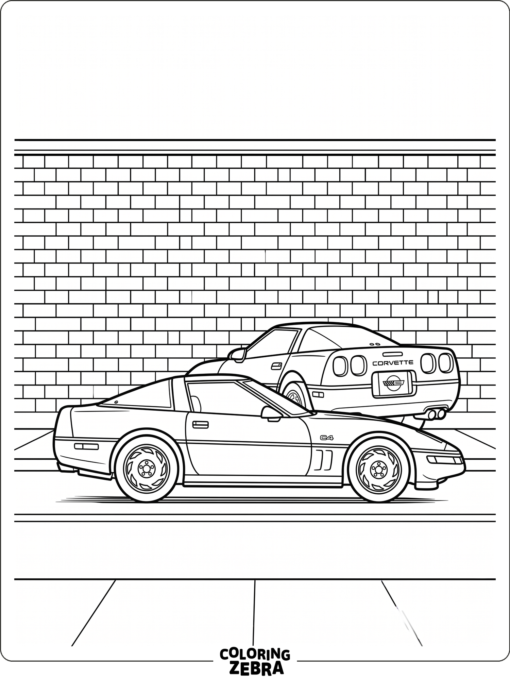 A C4 Corvette parked by a brick wall