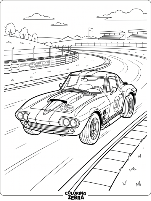 A Grand Sport Corvette with racing stripes