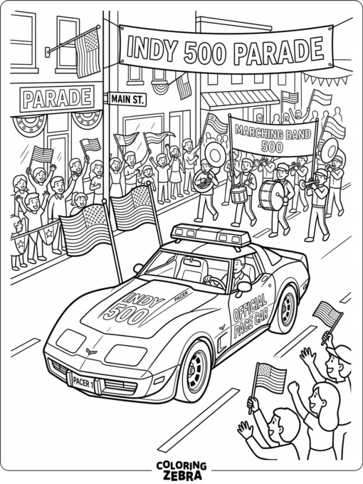 A Corvette pace car leading a parade
