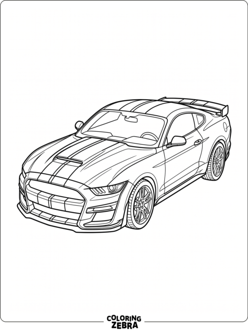 A sports car with bold racing stripes down the middle