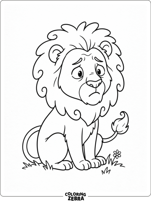 A nervous lion with a worried expression