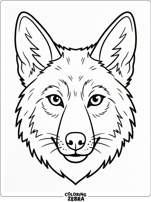 A front-facing coyote face with alert ears