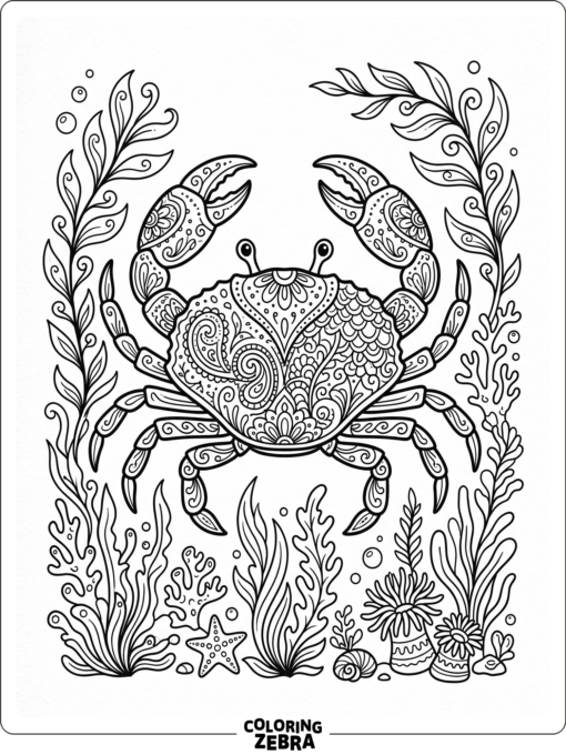 A decorative crab with patterned shell details