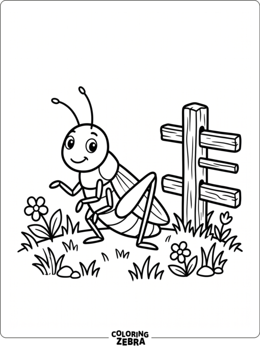 A cricket sitting near a fence post