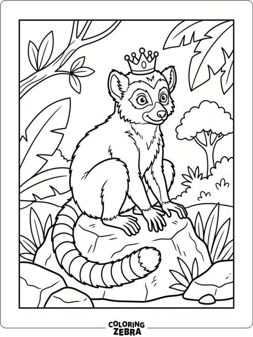 A crowned lemur sitting on a rock