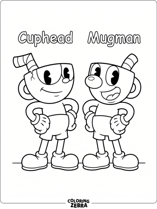 Cuphead and Mugman standing together in a clean scene