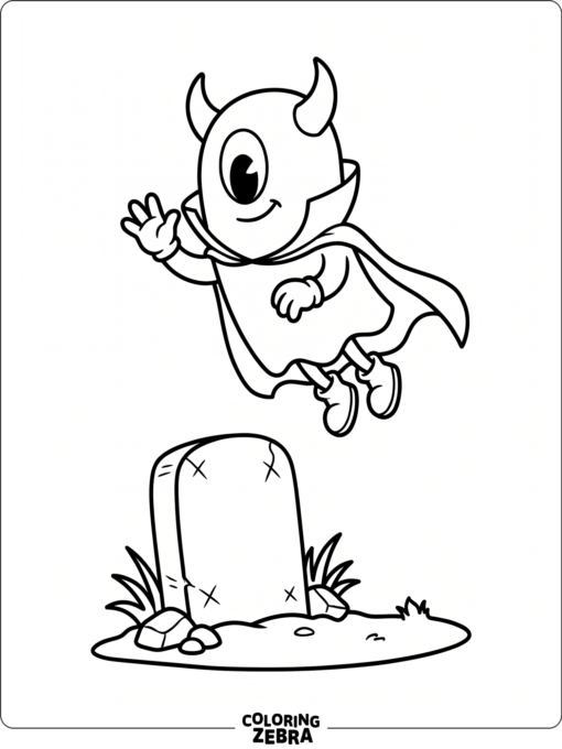 Floating Cuphead ghost above a tombstone