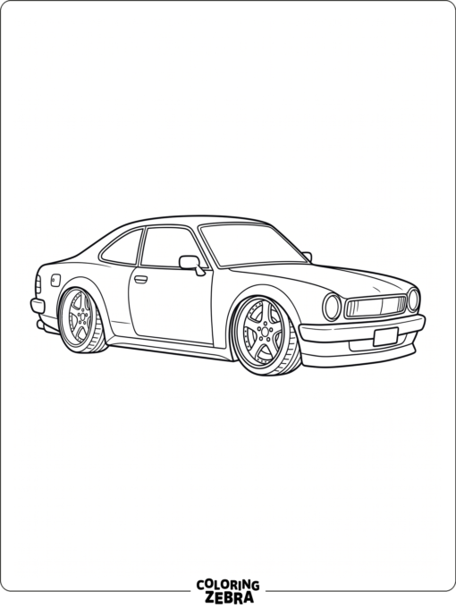 Custom car with a lowered body and wide rims