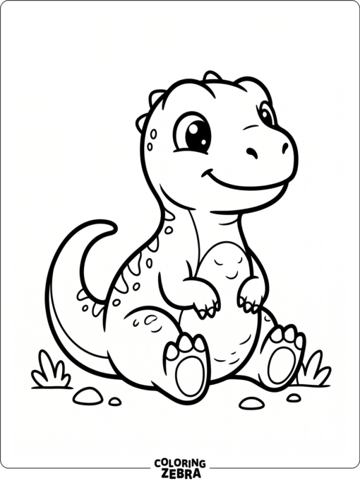 A cute little allosaurus sitting with a friendly face