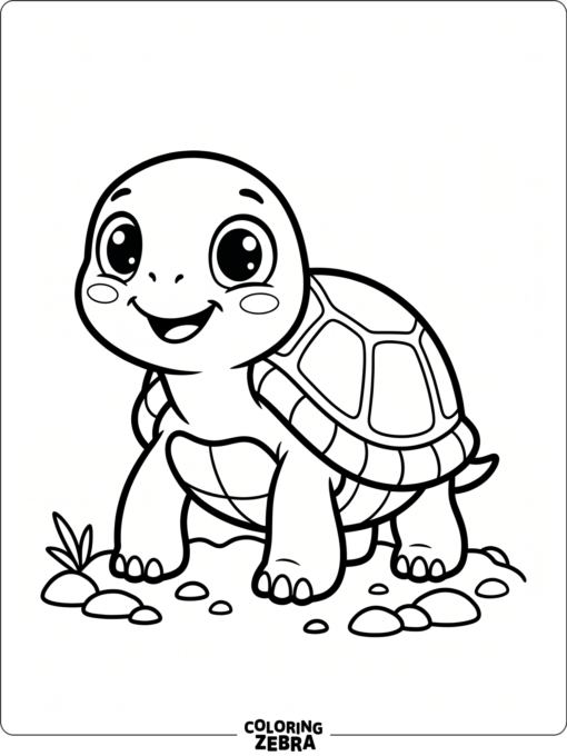 A smiling baby turtle with big eyes