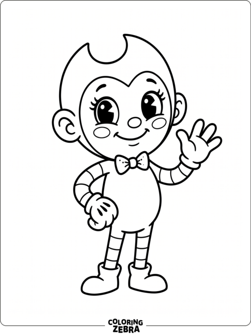 Cute Bendy with big eyes and a small bow tie
