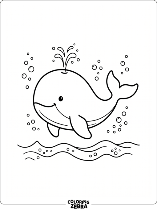 A cute blue whale with bubbles around it